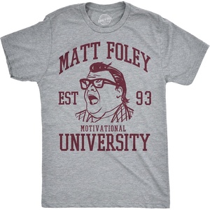 Mens Chris Farley T-Shirt Matt Foley Funny Graphic Novelty Tees | Licensed Chris Farley Tees, Cool Comedy Shirts, Vintage 90s Graphic Tee, Funny Matt Foley Tshirts, Classic Farley Quotes,(Light Heather Grey – Matt Foley University)