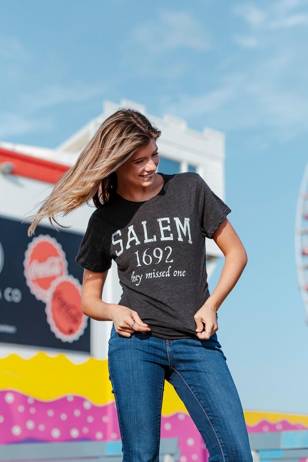 image:imageHalloween Womens TShirt Salem Mass 1692 Funny Witch Broom Tees Funny T Shirts Halloween Tops for Women Cool Sarcastic Top Soft Cotton Blend Womens Novelty TeesHeather Black Salem