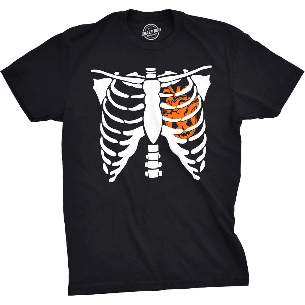 image:imageHalloween Mens TShirt Skeleton Rib Cage JackOLantern Cute Tees Funny T Shirts Halloween Apparel for Men Cool Short Sleeve Soft Cotton Blend Novelty Tees for GuysBlack