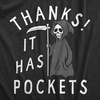 Halloween Womens T-Shirt Has Pockets Grim Reaper Robe Death Tees | Funny T Shirts, Halloween Tops for Women, Cool Sarcastic Top, Soft Cotton Blend, Women’s Novelty Tees(Heather Black – Pockets)