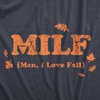 Halloween Womens T-Shirt Milf Man I Love Fall Funny Lovers Tees | Funny T Shirts, Halloween Tops for Women, Cool Sarcastic Top, Soft Cotton Blend, Women’s Novelty Tees(Heather Navy – Fall)