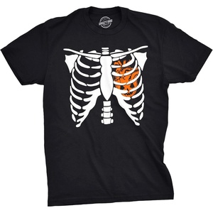 Halloween Mens T-Shirt Skeleton Rib Cage Jack-O-Lantern Cute Tees | Funny T Shirts, Halloween Apparel for Men, Cool Short Sleeve, Soft Cotton Blend, Novelty Tees for Guys(Black)