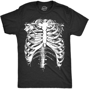 Halloween Mens T-Shirt Splattered Rib Cage Cool Skeleton Tees | Funny T Shirts, Halloween Apparel for Men, Cool Short Sleeve, Soft Cotton Blend, Novelty Tees for Guys
