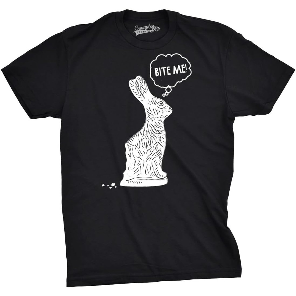 image:imageEaster Bunny Graphic Novelty Humor Funny T Shirts for Men Funny T Shirts Easter Apparel for Men Cool Animal Short Sleeve Soft Cotton Blend Novelty Tees for GuysHeather Black Bite Me