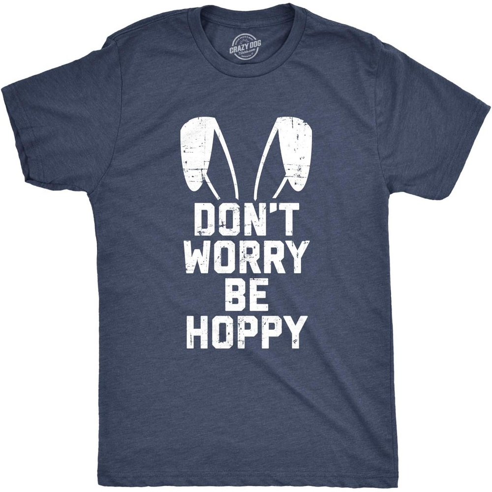 image:imageEaster Bunny Graphic Novelty Humor Funny T Shirts for Men Funny T Shirts Easter Apparel for Men Cool Animal Short Sleeve Soft Cotton Blend Novelty Tees for GuysHeather Navy Be Hoppy