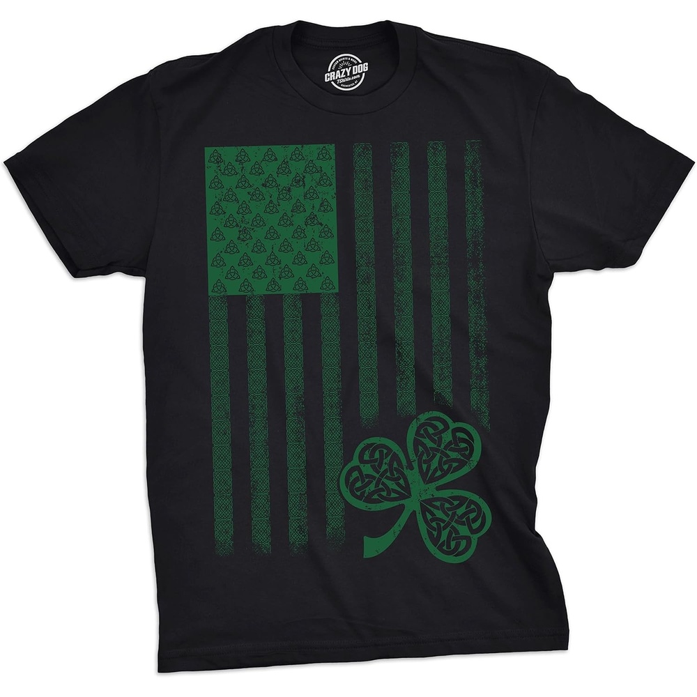 image:imageMens Saint Patricks T Shirt Funny Irish Tees Cool Party Tees Funny T Shirts Graphic Apparel for Men Cool Drinking Short Sleeve Sarcastic Soft Cotton Blend Novelty Tees for GuysHeather Black Celtic Flag