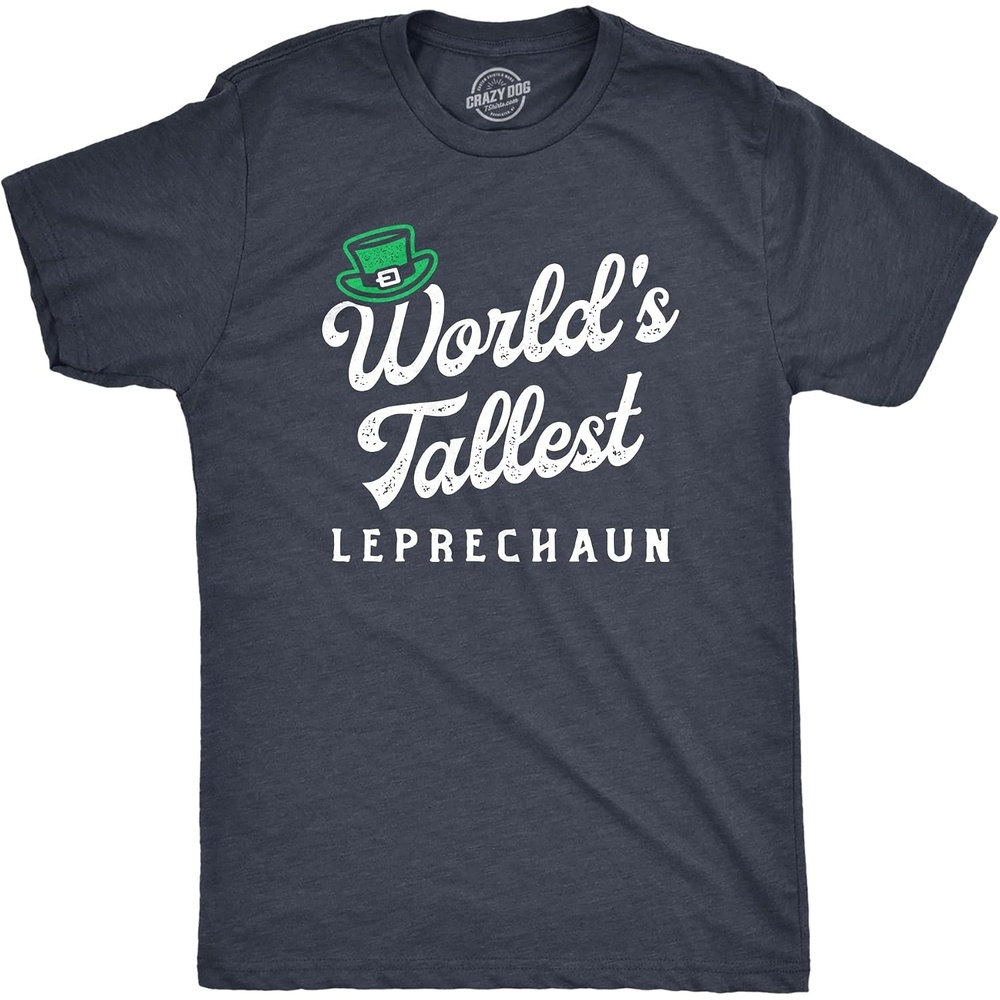 image:imageMens Saint Patricks T Shirt Funny Irish Tees Cool Party Tees Funny T Shirts Graphic Apparel for Men Cool Drinking Short Sleeve Sarcastic Soft Cotton Blend Novelty Tees for GuysHeather Navy Tallest Leprechaun Multicolor