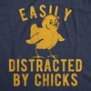 Funny Easter Bunny Perfect Baskets Sarcastic T Shirts for Men | Funny T Shirts, Easter Apparel for Men, Cool Animal Short Sleeve, Soft Cotton Blend, Novelty Tees for Guys(Heather Navy – Distracted By Chicks)