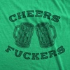 Funny Saint Patricks Day Hilarious Graphic Humor T Shirts for Men | Funny T Shirts, Saint Patrick’s Day Apparel for Men, Cool Short Sleeve, Soft Cotton Blend, Novelty Tees for Guys(Heather Green – Cheers Fuckers)