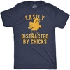 Funny Easter Bunny Perfect Baskets Sarcastic T Shirts for Men | Funny T Shirts, Easter Apparel for Men, Cool Animal Short Sleeve, Soft Cotton Blend, Novelty Tees for Guys(Heather Navy – Distracted By Chicks)