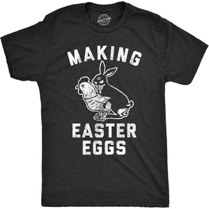 Funny Easter Bunny Perfect Baskets Sarcastic T Shirts for Men | Funny T Shirts, Easter Apparel for Men, Cool Animal Short Sleeve, Soft Cotton Blend, Novelty Tees for Guys(Heather Black – Making Easter Eggs)