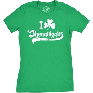 I Clover Shenanigans Funny Irish Clover St Saint Women’s T-Shirt | Funny T Shirts, Saint Patrick’s Day Tops for Women, Cool Drinking Top, Soft Cotton Blend, Women’s Novelty Tees(Green)