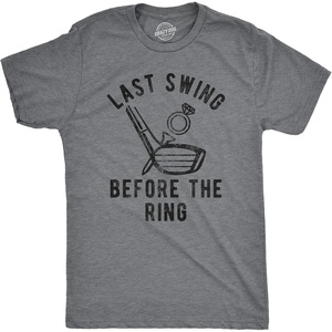Last Swing Before Ring Golf Bachelor Bachelorette Mens T Shirts | Funny T Shirts, Graphic Apparel for Men, Cool Proposal Short Sleeve, Golf, Soft Cotton Blend, Novelty Tees for Guys(Dark Heather Grey)
