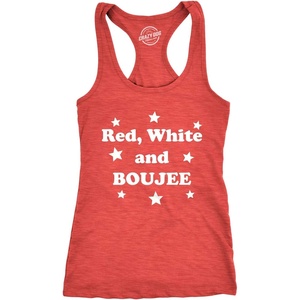 Red White and Boujee Workout Sleeveless Fitness Tank for Women | Funny Racerback Tank, Patriotic Tank Top for Women, Cool Fitness Sleeveless Tee, Fitted Racerback, Novelty Tank Tops for(Heather Red)
