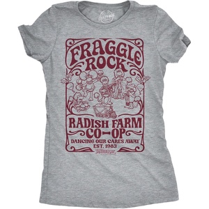 Womens Fraggle Rock T-Shirt 80s Cute Licensed Vintage Funny Tees | Licensed Jim Henson Tee, Vintage 80s TV Tee, Cool Fan Merch, Official Fraggle Rock Apparel, Retro Novelty Tees for Women,(Light Heather Grey – Fraggle Rock Raddish)