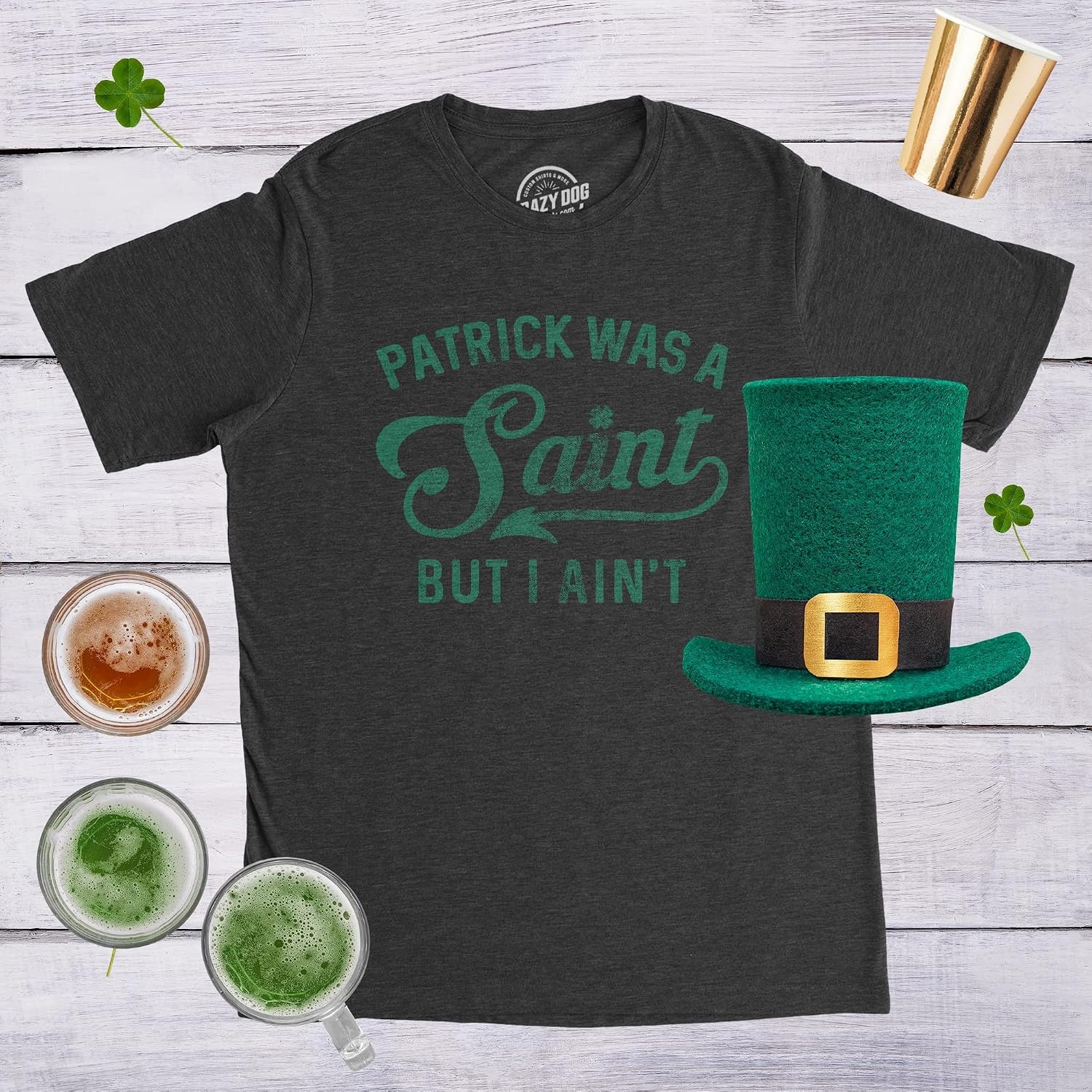 image:imageFunny Saint Patricks Day Hilarious Graphic Humor T Shirts for MenHeather Black Patrick Saint