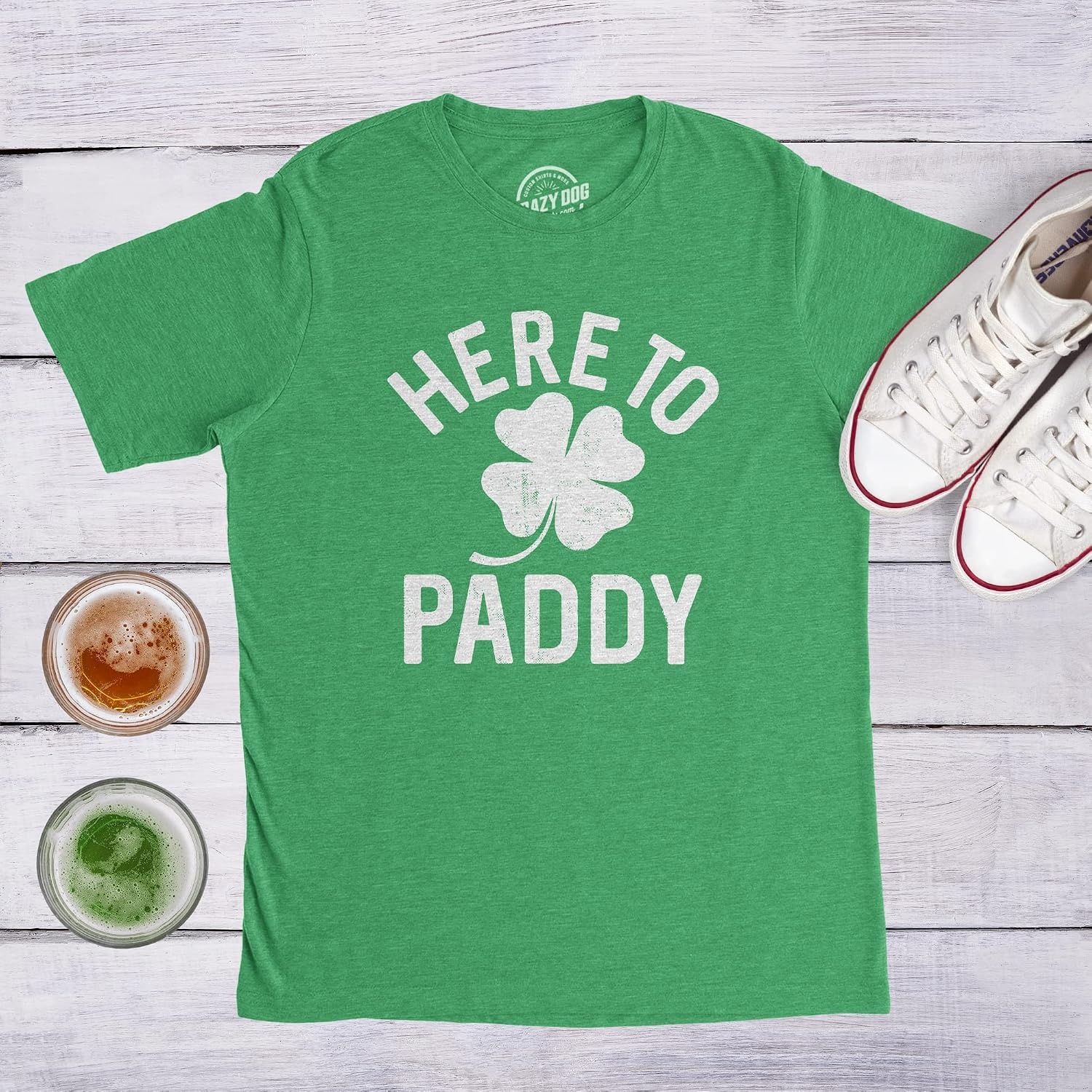 image:imageFunny Saint Patricks Day Hilarious Graphic Humor T Shirts for MenHeather Green Here to Paddy
