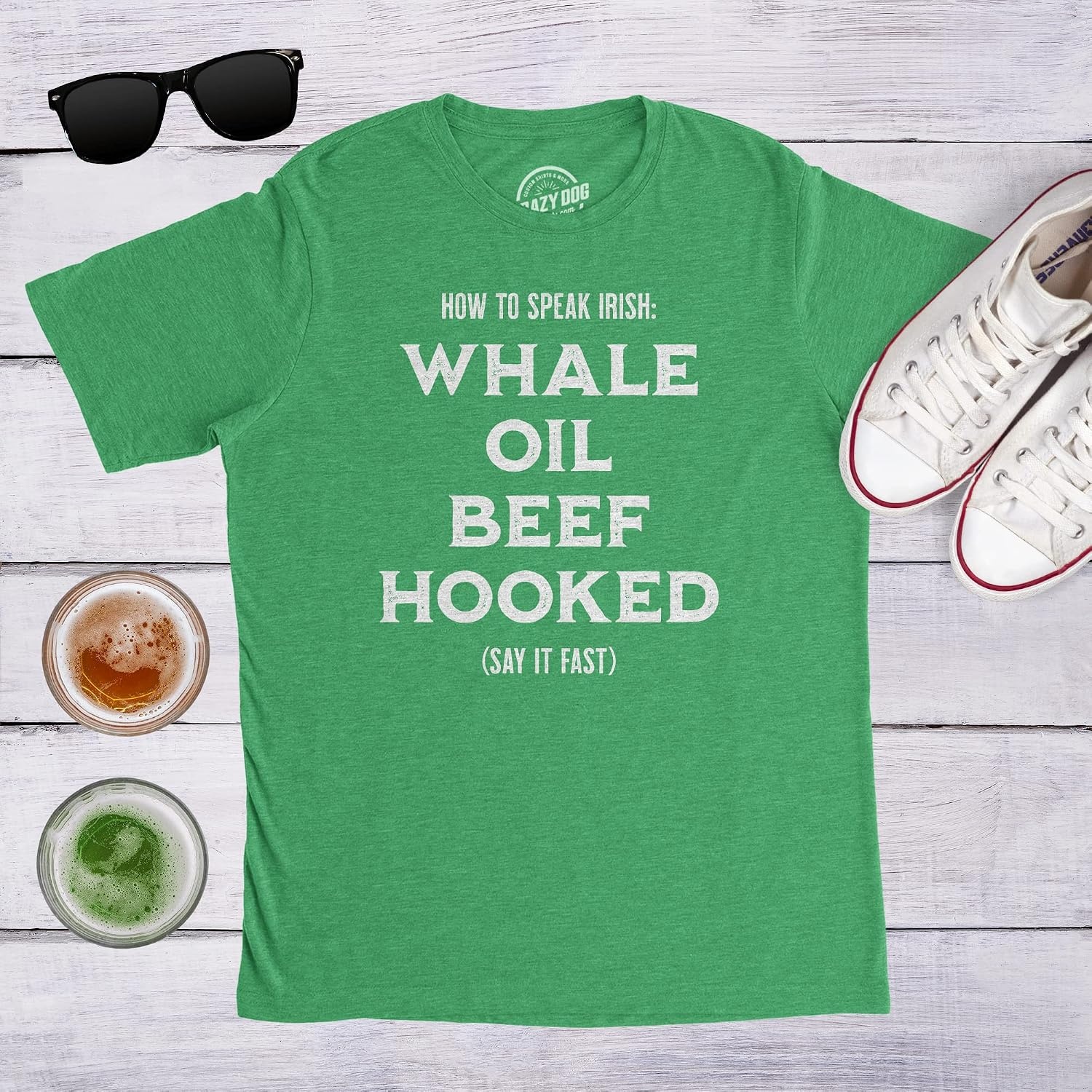 image:imageFunny Saint Patricks Day Hilarious Graphic Humor T Shirts for MenHeather Green Whale Oil