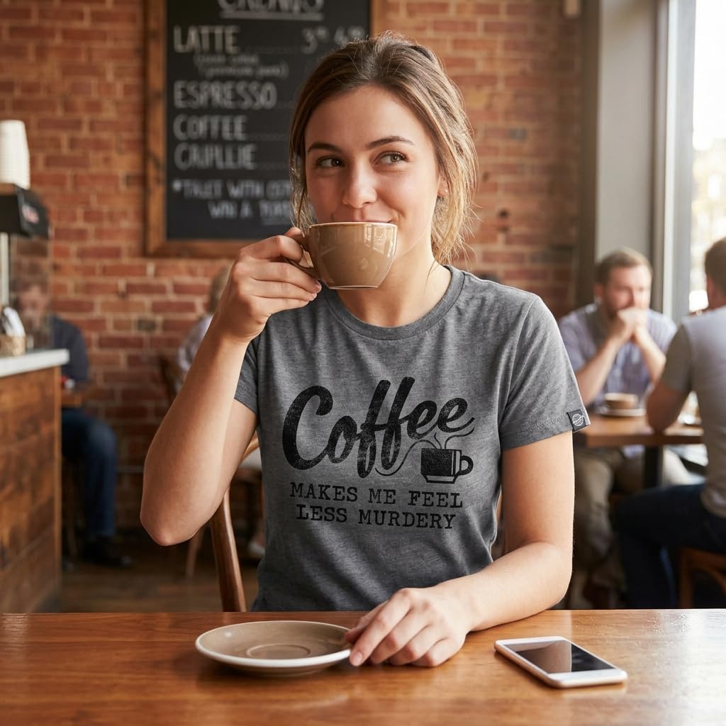 image:imageFunny Womens TShirts Sarcastic Tees for Cool Ladies with SassDark Heather Grey Coffee Murdery
