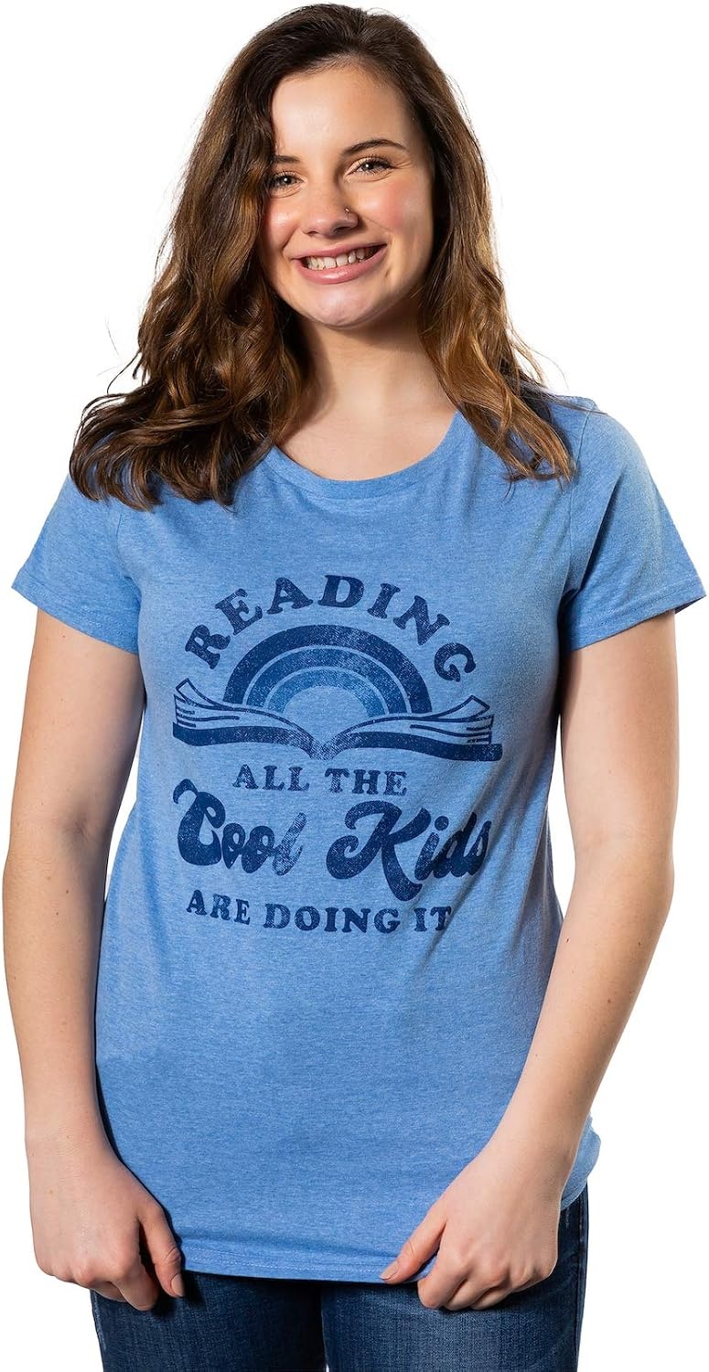 image:imageFunny Womens TShirts Sarcastic Tees for Cool Ladies with SassHeather Light Blue Reading Cool Kids