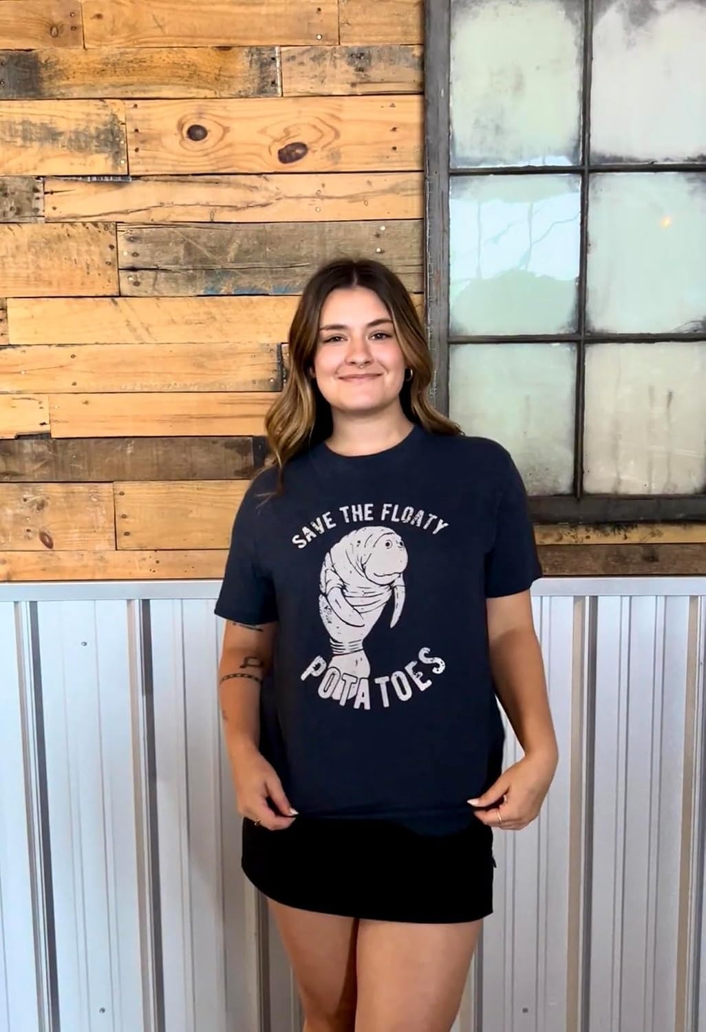 image:imageFunny Womens TShirts Sarcastic Tees for Cool Ladies with SassHeather Navy Floaty Potatoes
