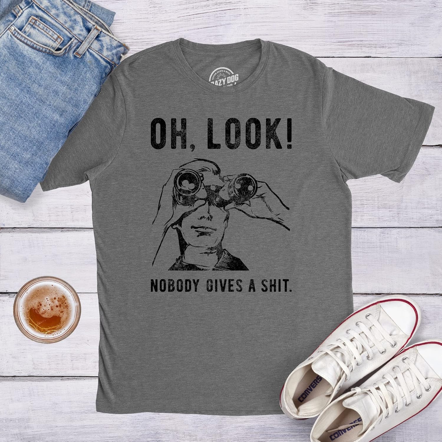 image:imageMens T Shirts Funny Sarcastic Humor Adult Joke Tees for GuysDark Heather Grey Nobody Gives