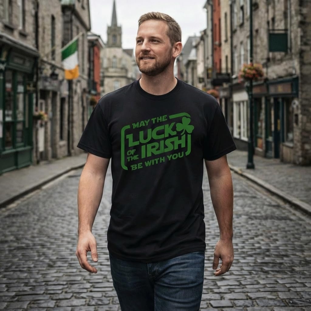image:imageSaint Patricks Day Partying Parade Graphic Funny T Shirts for MenHeather Black Luck of the Irish