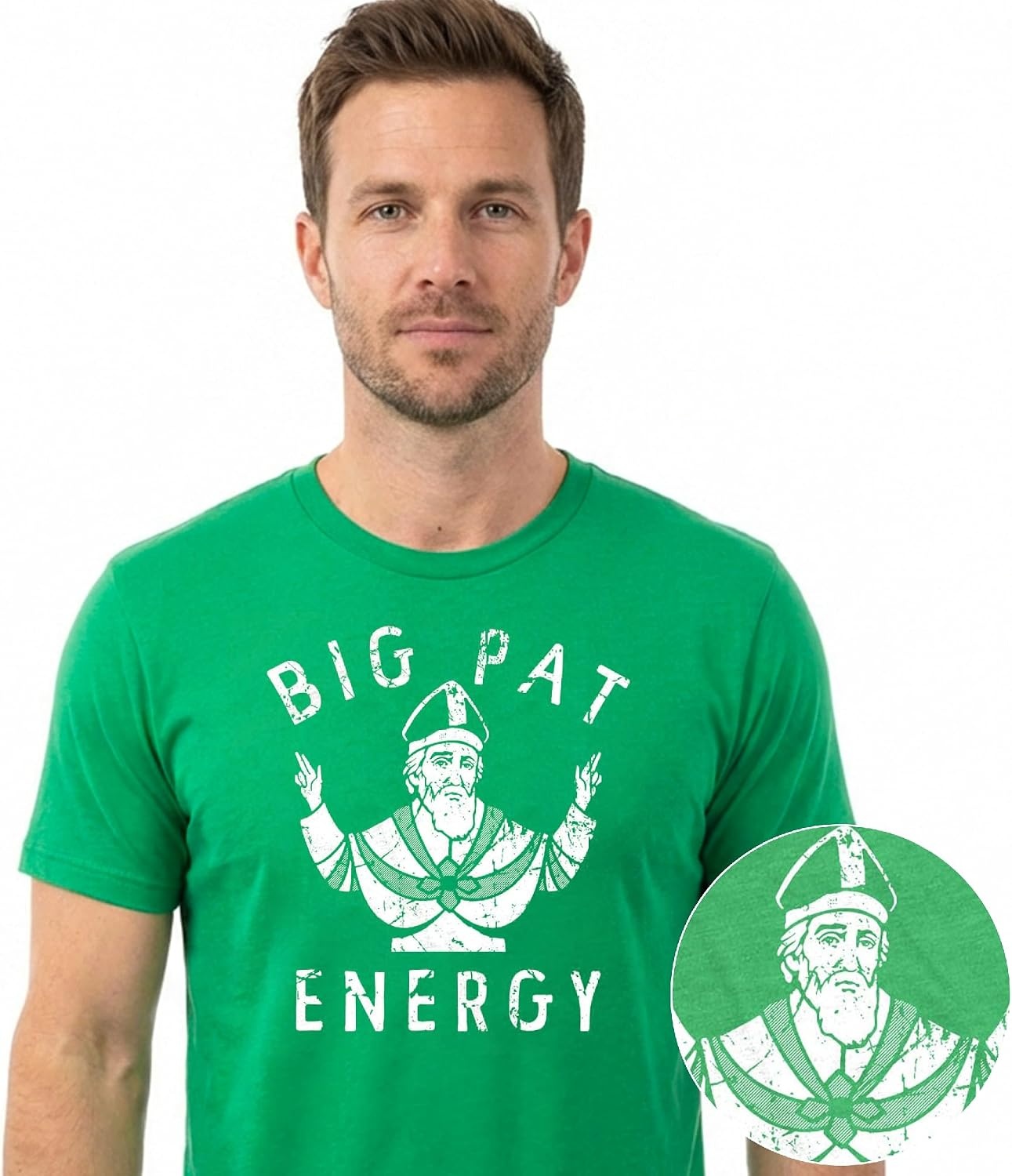 image:imageSaint Patricks Day Partying Parade Graphic Funny T Shirts for MenHeather Green Big Pat Energy