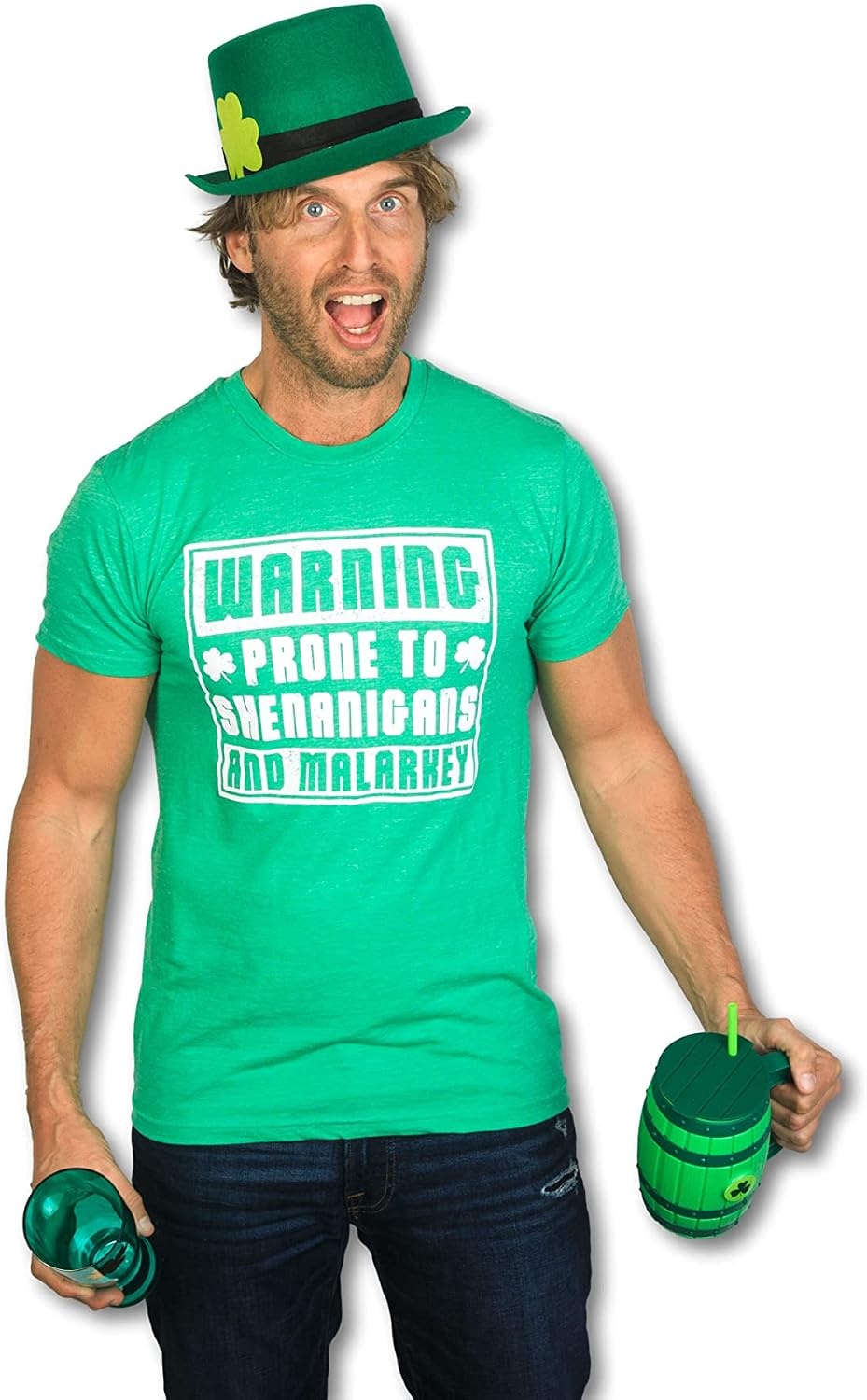 image:imageSaint Patricks Day Partying Parade Graphic Funny T Shirts for MenHeather Green Prone to Shenanigans