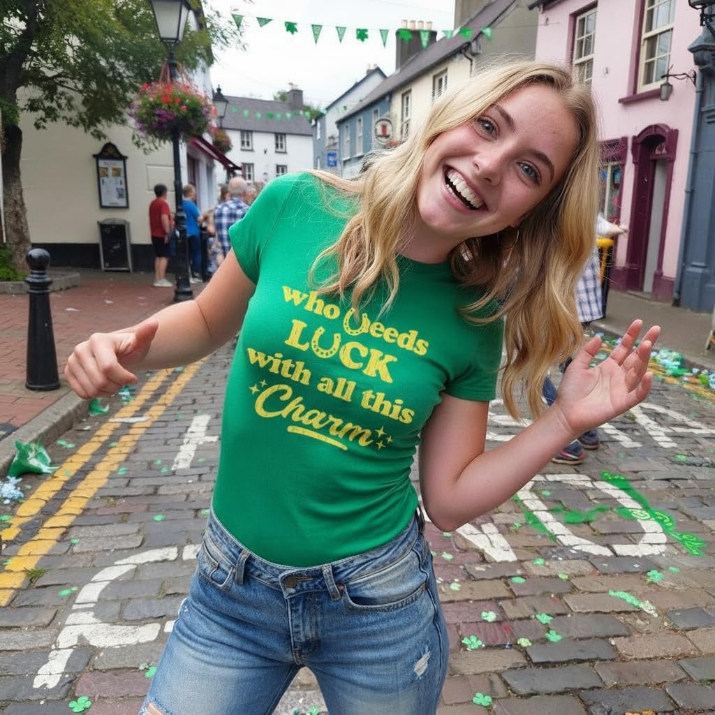 image:imageWho Needs Luck with All This Saint Patricks Day Shirt for WomenHeather Green