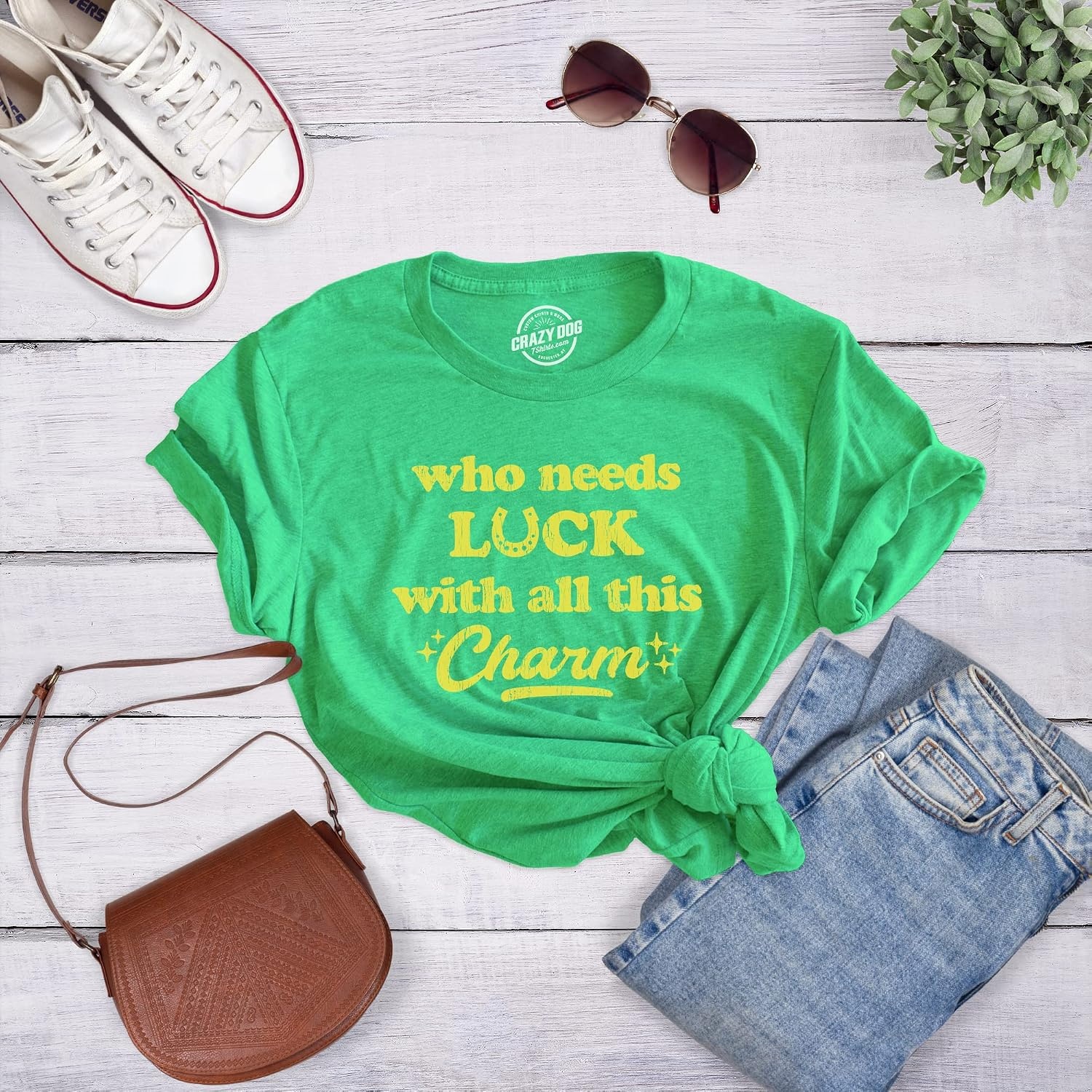 image:imageWho Needs Luck with All This Saint Patricks Day Shirt for WomenHeather Green