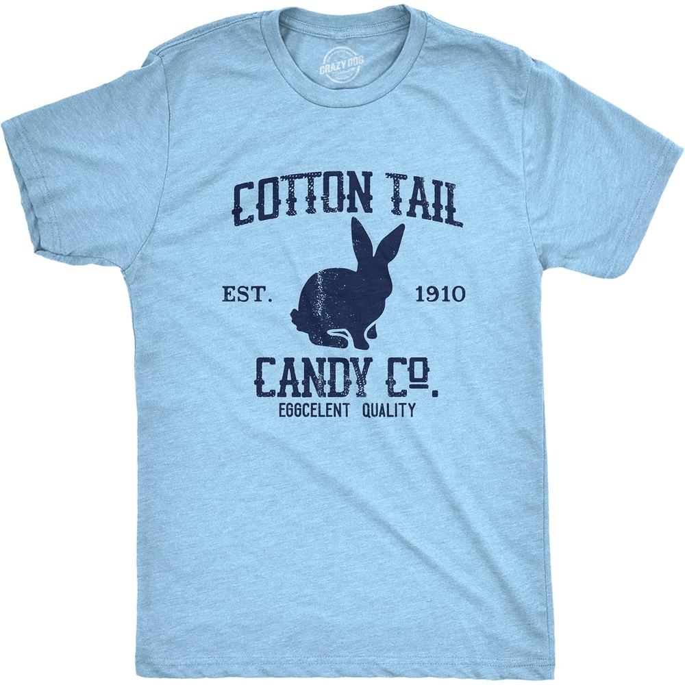 image:imageCotton Tail Candy Co Easter Bunny Rabbit Funny T Shirts for MenLight Heather Blue Cotton