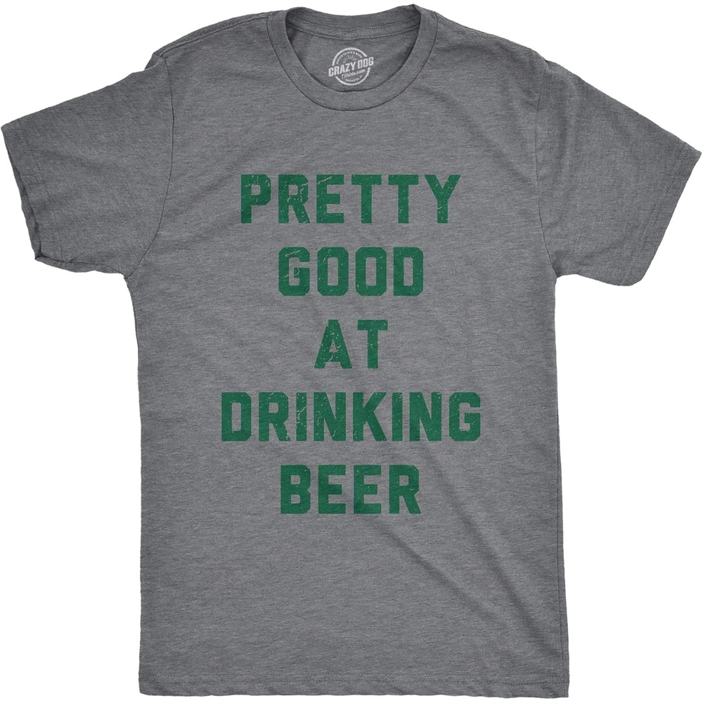 image:imageFunny Saint Patricks Day Hilarious Graphic Humor T Shirts for MenDark Heather Grey Good at Drinking