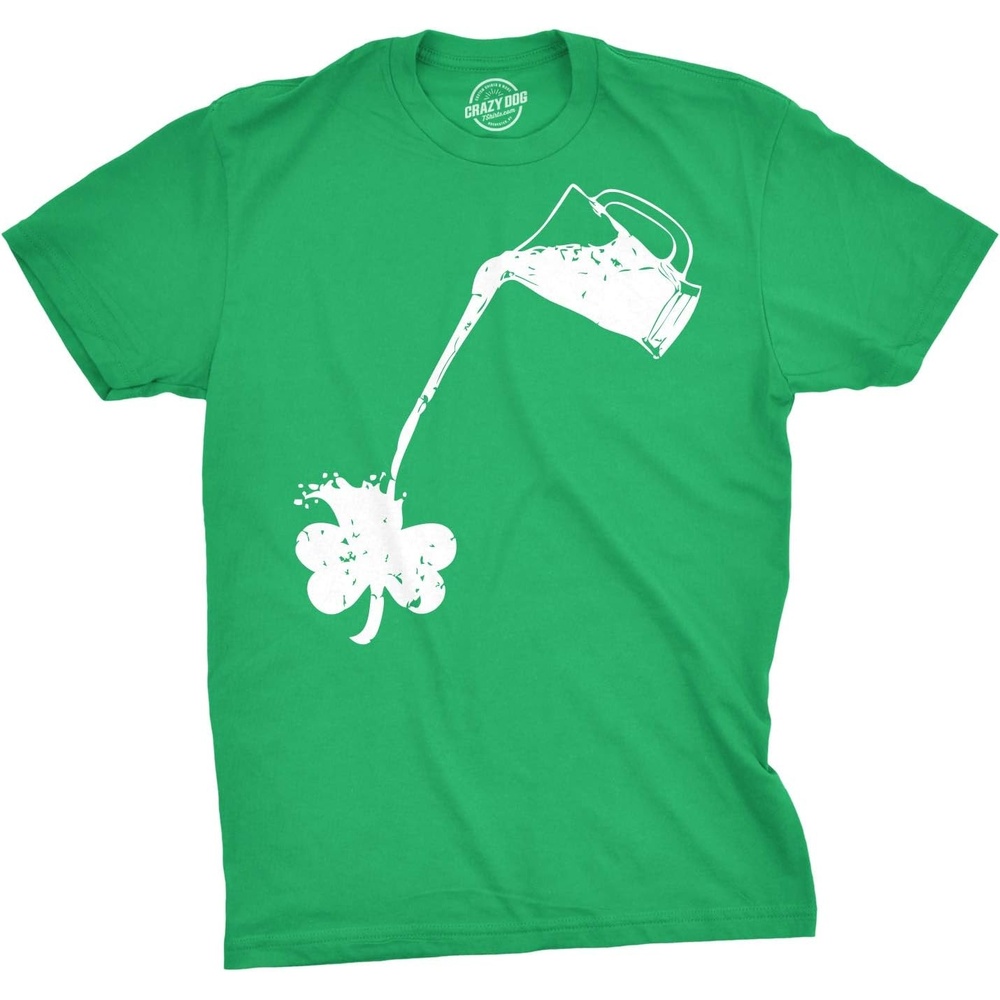 image:imageFunny Saint Patricks Day Hilarious Graphic Humor T Shirts for MenHeather Green Pouring Shamrock
