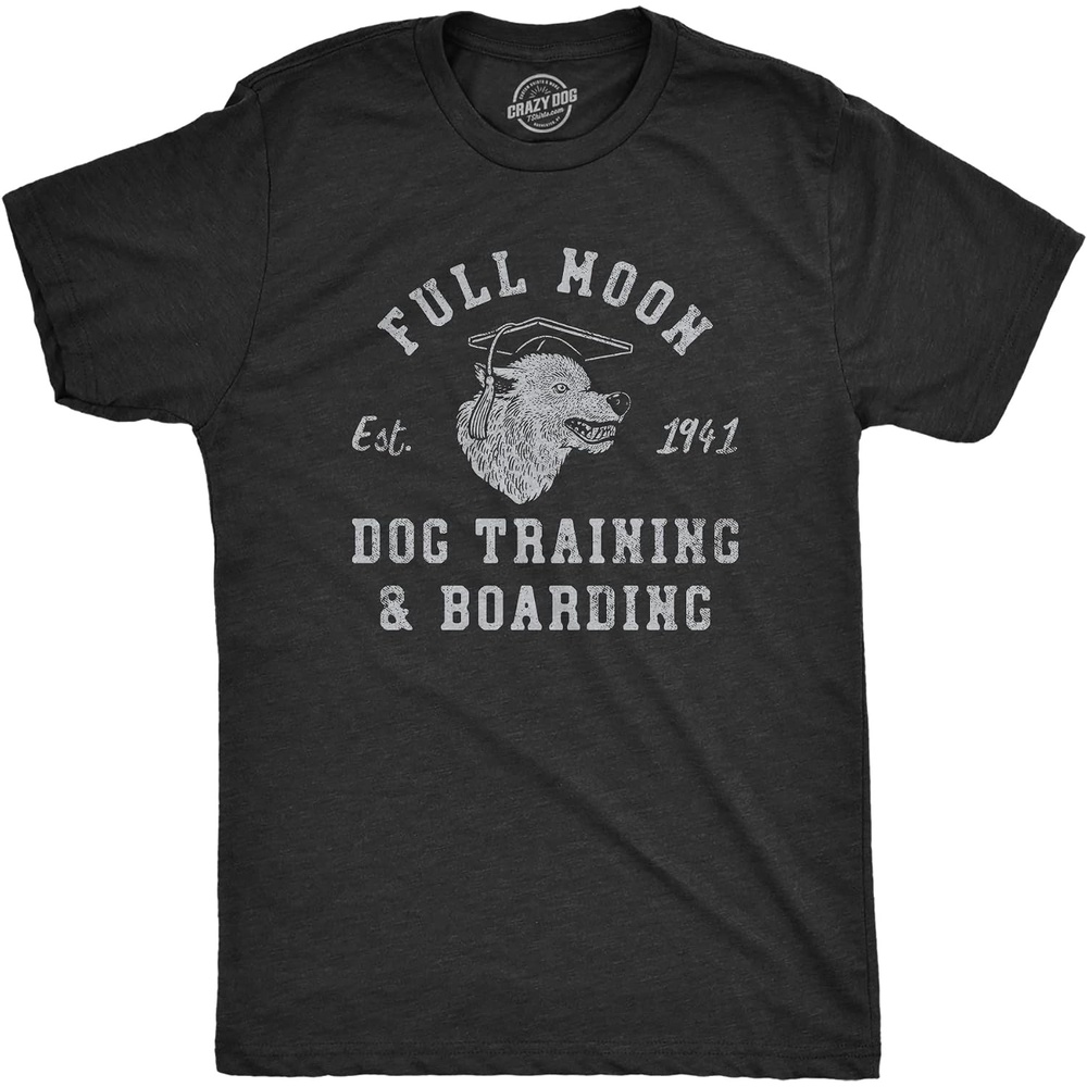 image:imageHalloween Mens Full Moon Dog Training and Boarding Werewolf TeesHeather Black Moon
