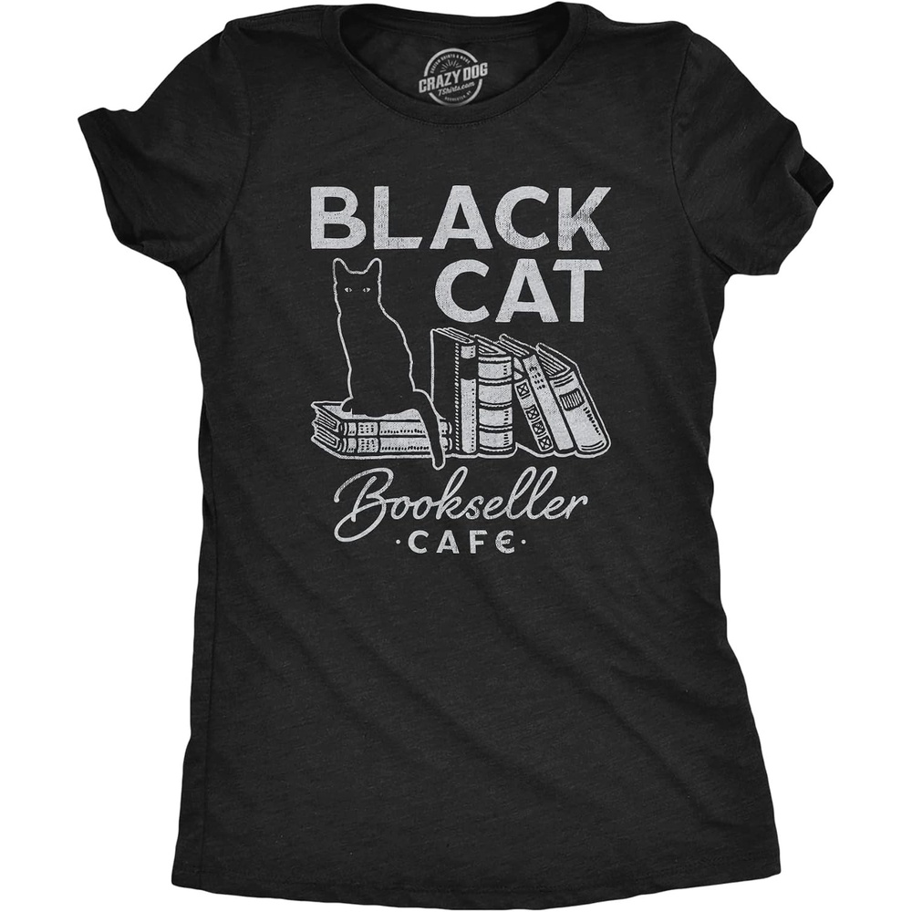 image:imageHalloween Womens TShirt Wicked Witch Witches Cute Spooky TeesHeather Black Black Cat Books