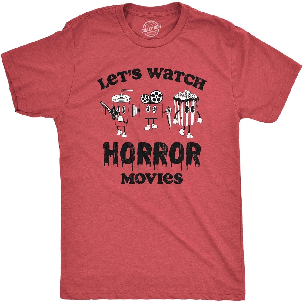 image:imageLets Watch Horror Movies Scary Halloween Funny T Shirts for MenHeather Red Horror