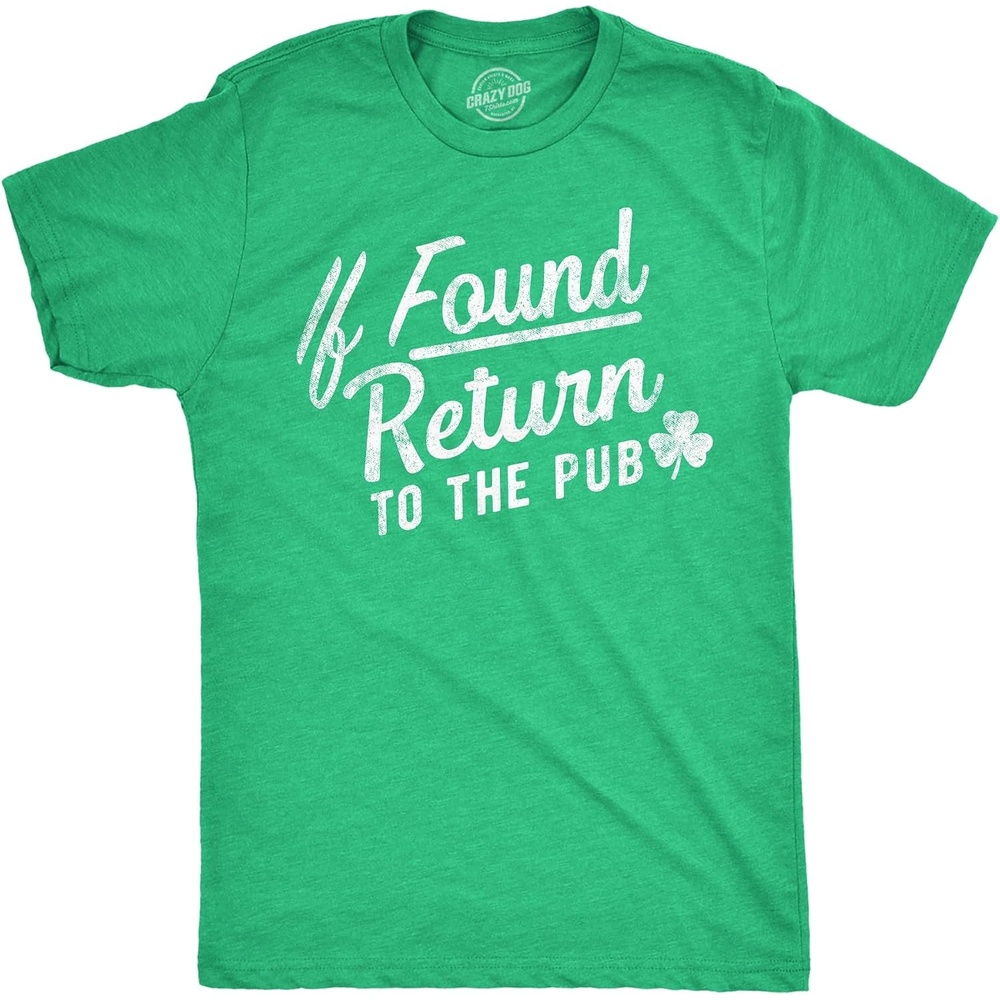 image:imageSaint Patricks Day Partying Parade Graphic Funny T Shirts for MenHeather Green Return to the Pub