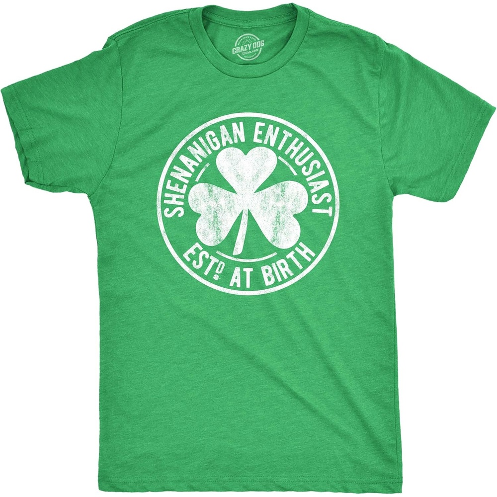 image:imageSaint Patricks Day Partying Parade Graphic Funny T Shirts for MenHeather Green Shenanigan Enthusiast Logo