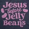 Candy Chocolate and Candy Easter Funny Graphic T Shirt for Women(Heather Navy – Jesus Before Jelly Beans)