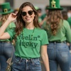Feelin Lucky Parade Four Leaf Saint Patricks Day Shirt for Women(Heather Green – Feelin Lucky)