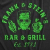 Halloween Mens Frank and Steins Bar and Grill Frankenstein Tees(Heather Black – Frank)