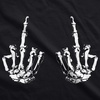 Halloween Mens T-Shirt Skeleton Hands Middle Finger Funny Tees(Black)