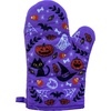 Halloween Oven Mitt Cute Festive Jack-O-Lantern Spooky Candy Corn Kitchen Glove Funny Graphic Kitchenwear Halloween Novelty Cookware Purple Oven Mitt (Pack of 2)(Oven Mitt)
