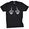 Halloween Mens T-Shirt Skeleton Hands Middle Finger Funny Tees(Black)