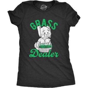 Candy Chocolate and Candy Easter Funny Graphic T Shirt for Women(Heather Black – Grass Dealer)