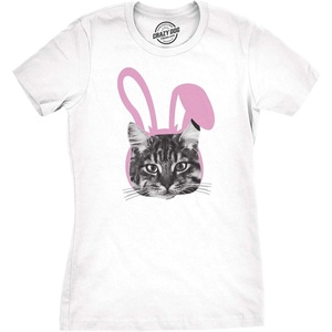 Candy Chocolate and Candy Easter Funny Graphic T Shirt for Women(White – Easter Cat)