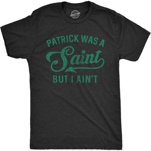 Funny Saint Patricks Day Hilarious Graphic Humor T Shirts for Men(Heather Black – Patrick Saint)