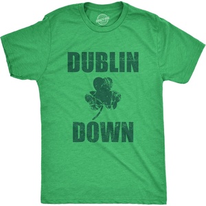 Funny Saint Patricks Day Hilarious Graphic Humor T Shirts for Men(Heather Green – Dublin Down)