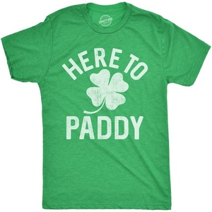 Funny Saint Patricks Day Hilarious Graphic Humor T Shirts for Men(Heather Green – Here to Paddy)